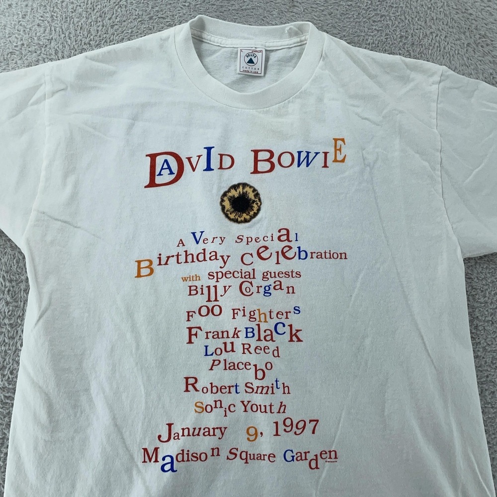 Vintage David Bowie Shirt Mens M/L 50th Birthday MSG Concert 1997 Rock‎ Tour 90s